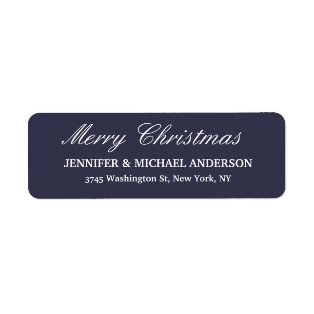 Midnight Blue Merry Christmas Message Family Sheet Label (Front)