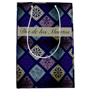 Midnight Blue Mexican Folk Art Pattern Medium Gift Bag