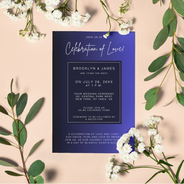 Midnight Blue Minimal Wedding Invitation (Creator Uploaded)