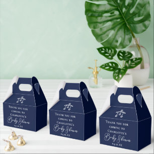 Midnight Blue Minimalist Baby Shower Custom Party Favor Boxes