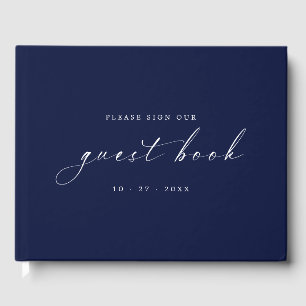 Midnight Blue Minimalist Guestbook for Weddings