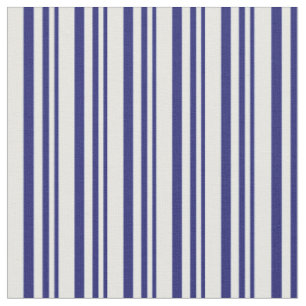Midnight Blue & Mint Cream Colored Lines Fabric