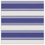 [ Thumbnail: Midnight Blue & Mint Cream Colored Stripes Fabric ]