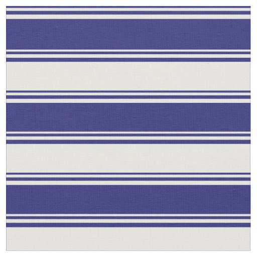 Midnight Blue & Mint Cream Colored Stripes Fabric