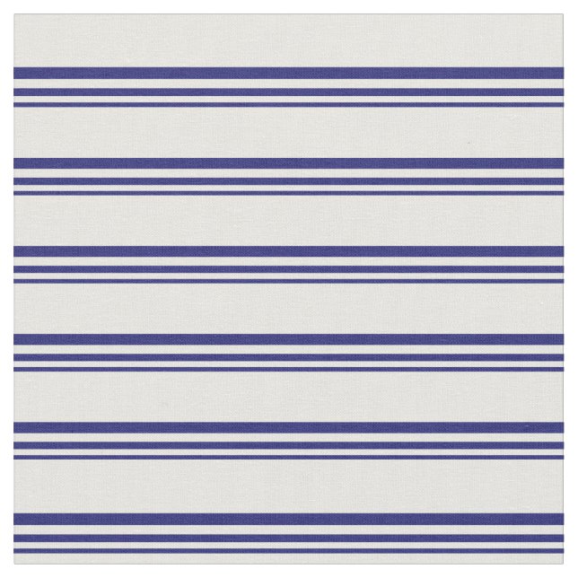 Midnight Blue & Mint Cream Striped/Lined Pattern Fabric (Close Up)