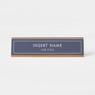 Midnight Blue Modern Professional Desk Name Plate