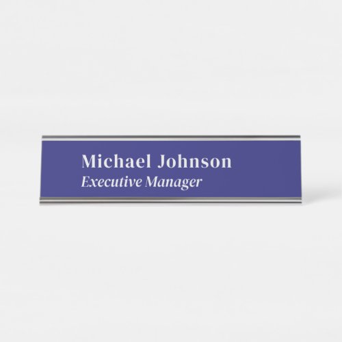 Midnight blue modern professional minimalist pro desk name plate