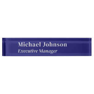 Midnight blue modern professional minimalist pro desk name plate