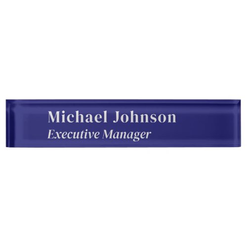 Midnight blue modern professional minimalist pro desk name plate