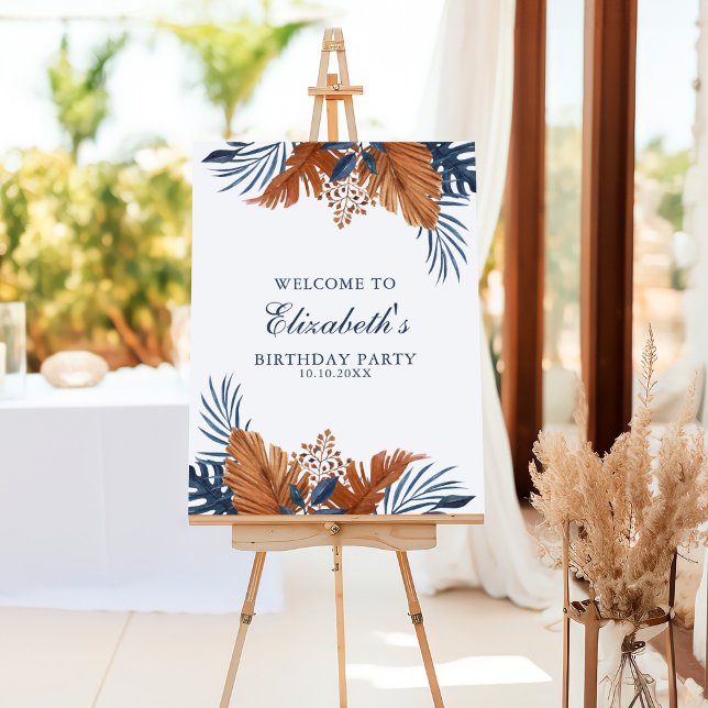 Midnight Blue Monstera Welcome Foam Board (Midnight Blue Monstera Welcome Foam Board)