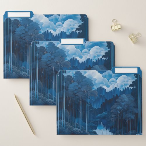 Midnight Blue Moon Forest File Folder