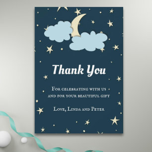 Midnight Blue Moon & Stars Elegant Thank You Card