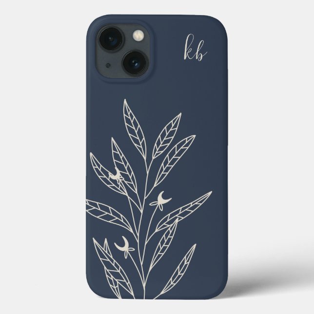 Midnight Blue | Mystic Boho Botanical Monogram Case-Mate iPhone Case (Back)