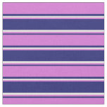 [ Thumbnail: Midnight Blue, Orchid & White Striped Pattern Fabric ]