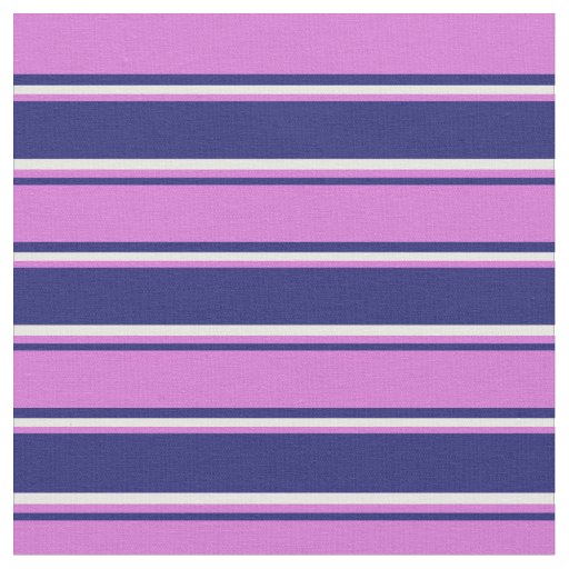 Midnight Blue, Orchid & White Striped Pattern Fabric
