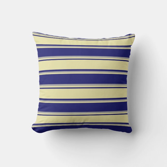 Midnight Blue, Pale Goldenrod, and Dark Gray Throw Pillow (Front)