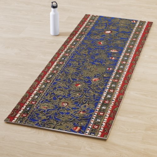 Midnight Blue Persian Rug Vintage Floral Runner  Yoga Mat