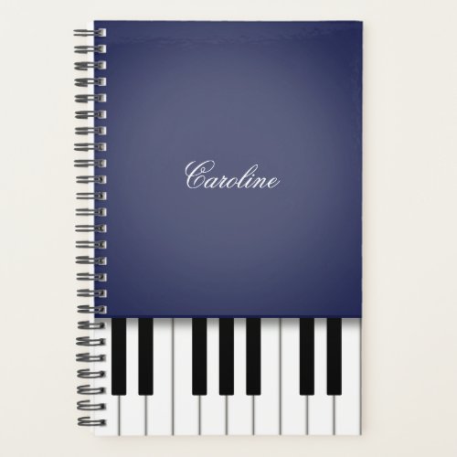 Midnight Blue Piano Keyboard Personalized Music Planner