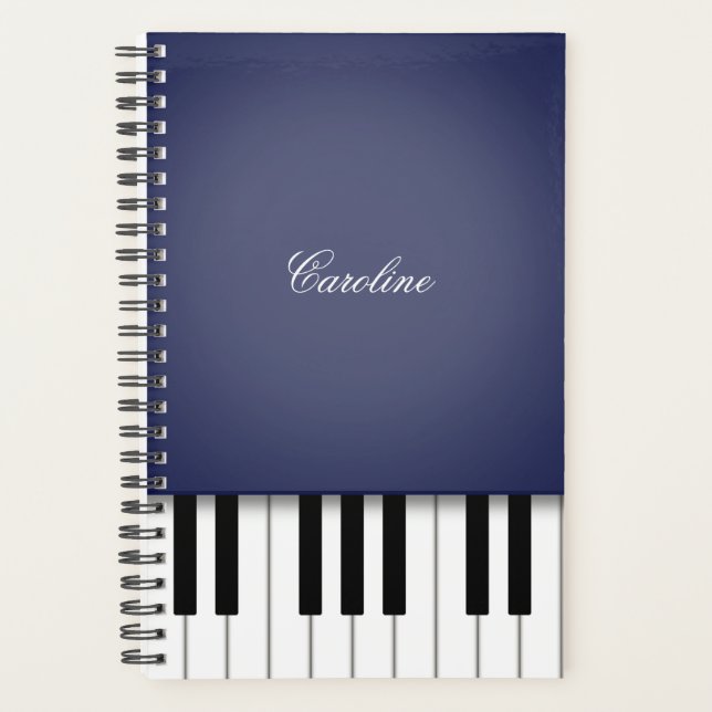 Midnight Blue Piano Keyboard Personalized Music Planner (Front)