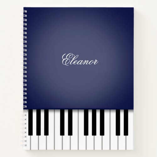 Midnight Blue Piano Music Keyboard Custom Notebook