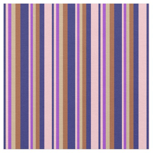 Midnight Blue, Pink, Dark Orchid, Tan & Sienna Fabric