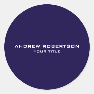Midnight Blue Plain Elegant Minimalist Simple Classic Round Sticker