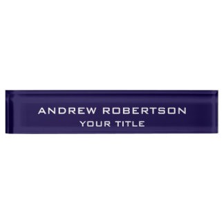 Midnight Blue Plain Elegant Minimalist Simple Desk Name Plate