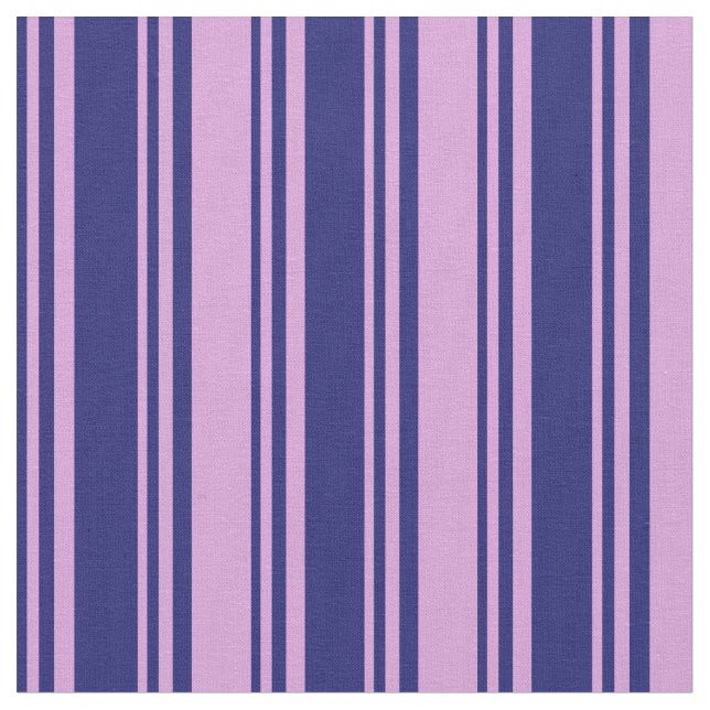 Midnight Blue & Plum Colored Stripes Fabric (Close Up)