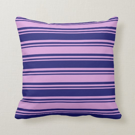 Midnight Blue & Plum Colored Stripes Throw Pillow