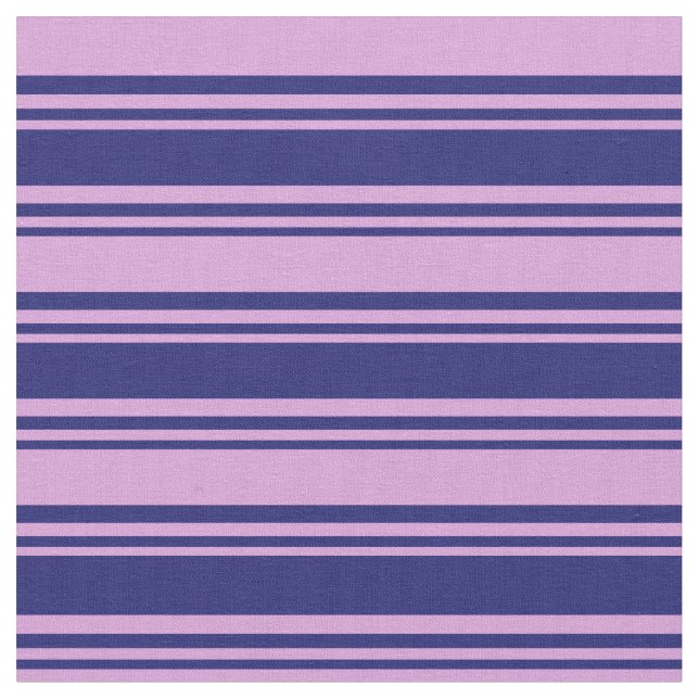 Midnight Blue & Plum Lines Pattern Fabric (Close Up)