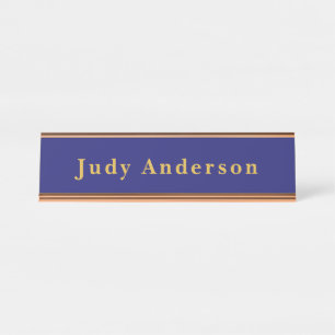 Midnight Blue Professional Plain Modern Elegant Desk Name Plate
