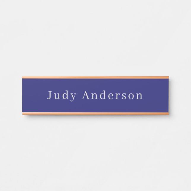 Midnight Blue Professional Plain Modern Elegant Door Sign (Front)