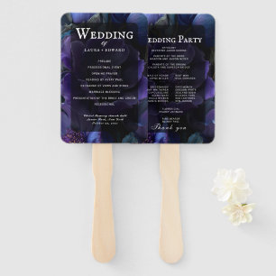 Midnight Blue & Purple Floral Wedding Suit Collect Hand Fan