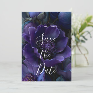 Midnight Blue & Purple Floral Wedding Suit Collect Invitation