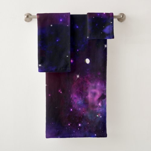 Midnight Blue Purple Galaxy Bath Towel Set