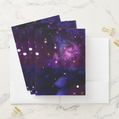 Midnight Blue Purple Galaxy Pocket Folder