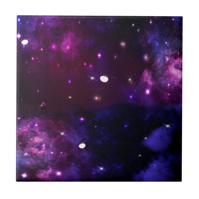 Midnight Blue Purple Galaxy Tile (Front)