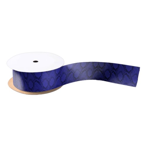 Midnight Blue Python Snake Skin Reptile Scales Satin Ribbon