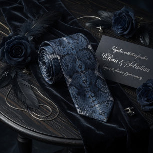 Midnight Blue Python Snakeskin Neck Tie