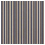 Midnight Blue, Rock Brown and gray stripes Fabric