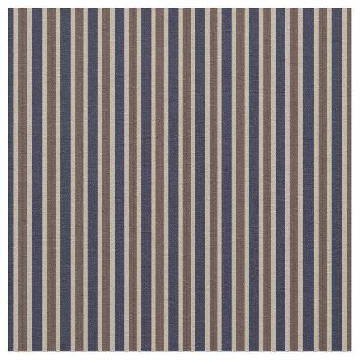 Midnight Blue, Rock Brown and gray stripes Fabric
