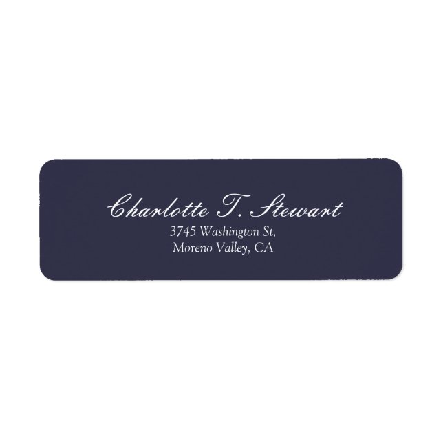 Midnight Blue Script Elegant Minimalist Modern Label (Front)