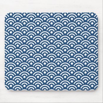 Midnight Blue Seigaiha Pattern Mousepad by ipad_n_iphone_cases at Zazzle