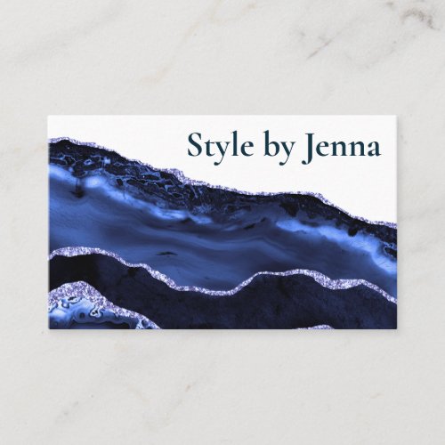 Midnight Blue Silver Glitter Beauty Style Business Card