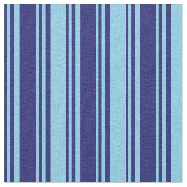 Midnight Blue & Sky Blue Lined/Striped Pattern Fabric (Close Up)