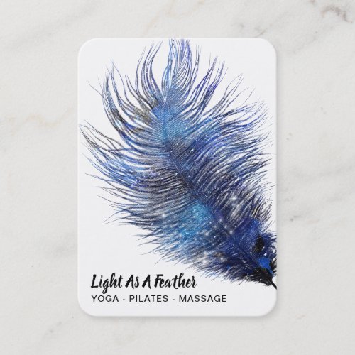   Midnight Blue Sky Cosmic Feather Boho Teal Business Card