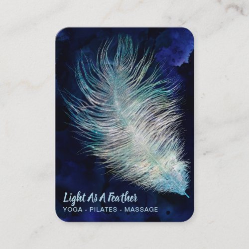   Midnight Blue Sky Cosmic Light Feather Boho Business Card