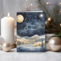 Midnight Blue Sky Starry Mountain Family Christmas