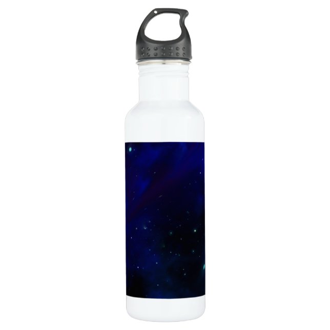 Midnight Blue Sky with Stars Stainless Steel Water Bottle (Front)