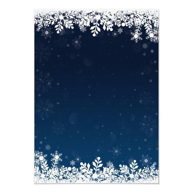 Midnight Blue Snowflakes White Christmas Party Invitation